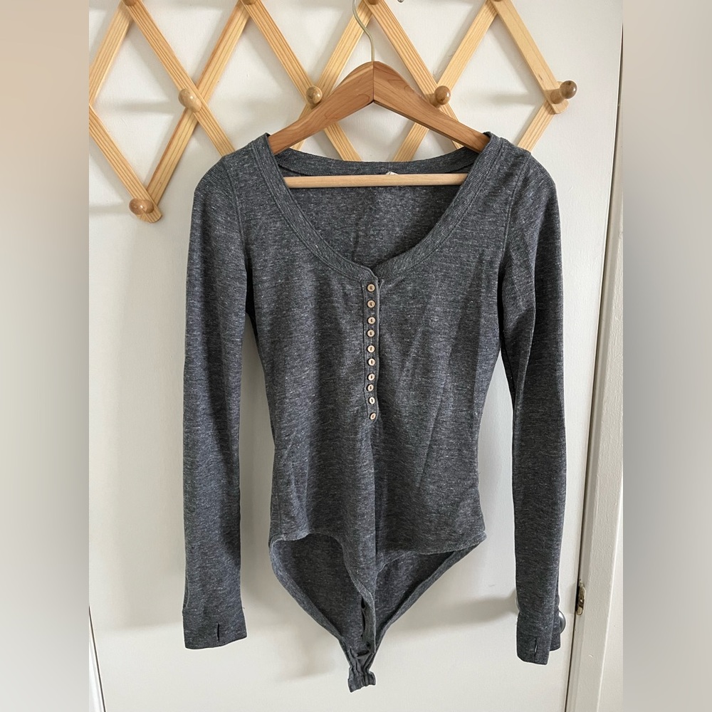 Free People Dark Grey Bodysuit